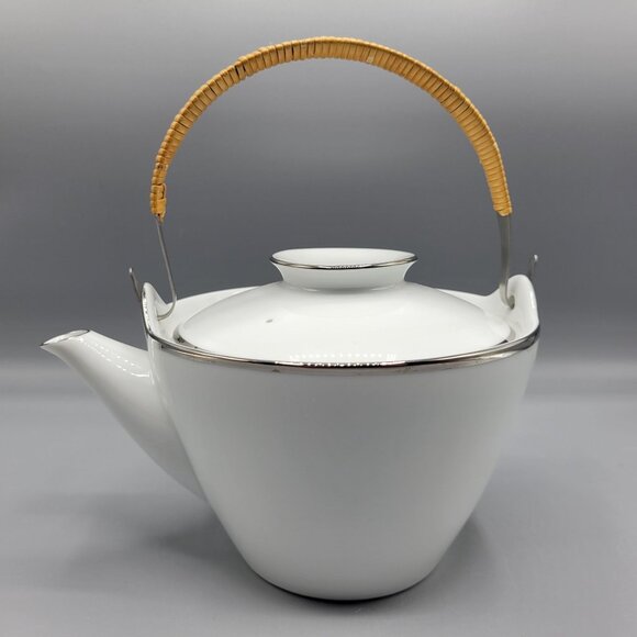 Vtg Noritake Pilgrim White Porcelain Teapot Sugar & Creamer Set Made In Japan - Picture 3 of 16